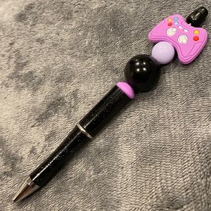 Purple game controller Black Glitter Beaded Pen Writing Stationary